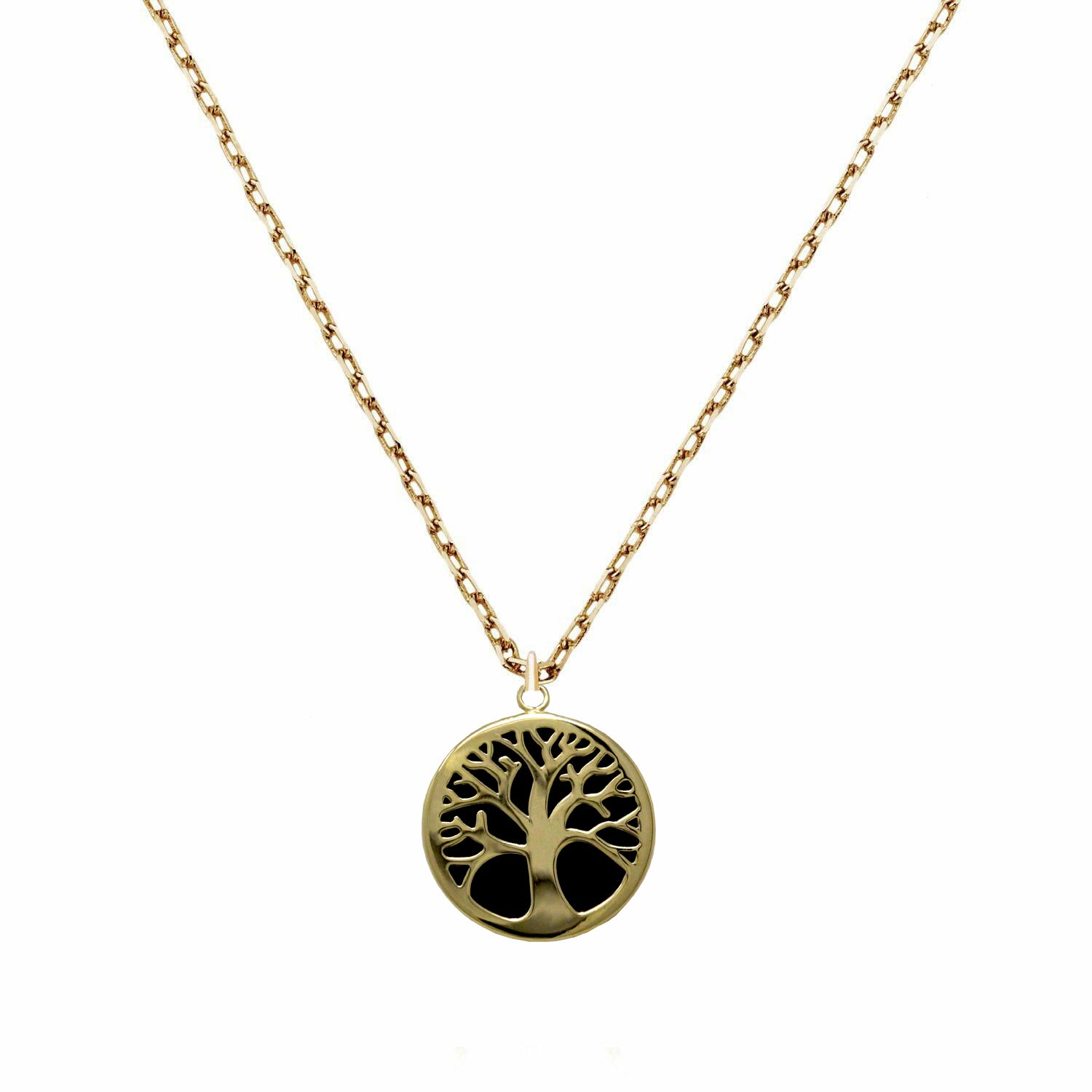 Round 14K Gold Tree of Life Pendant Necklace, Jewelry